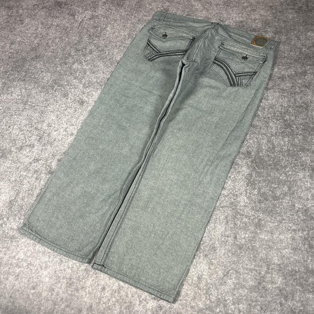 Chams Men’s Premium Embroidered Baggy Gray Denim Jeans Size 42